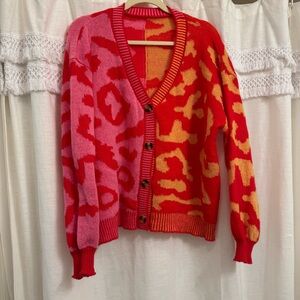 Boutique Leopard Colorblock Cardigan Sweater